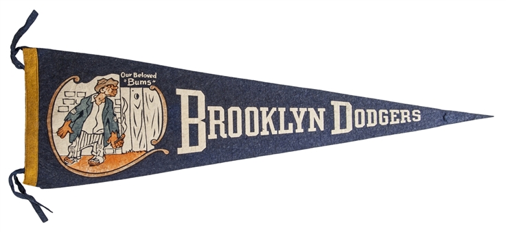 Rare and Possibly Unique 1940s Brooklyn Dodgers Pennant